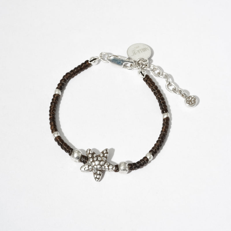 SILVER & CORD-BRACELET-0005 BROWN