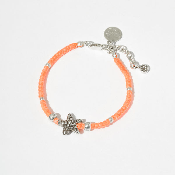 SILVER & CORD-BRACELET-0007 ORANGE