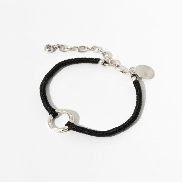 SILVER & CORD-BRACELET-0012 BLACK