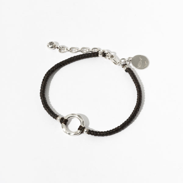 SILVER & CORD-BRACELET-0009 BROWN