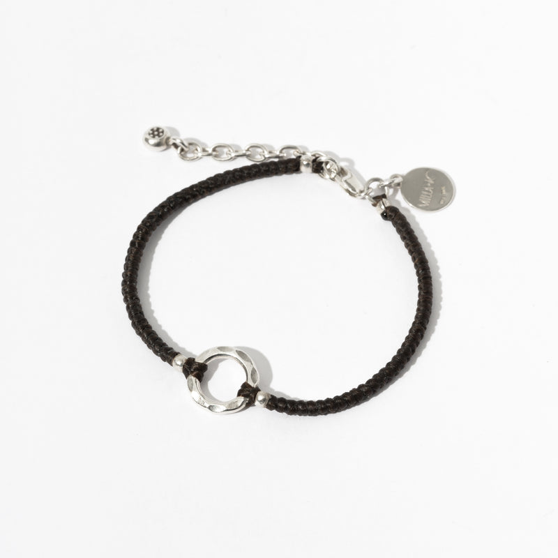 SILVER & CORD-BRACELET-0009 BROWN