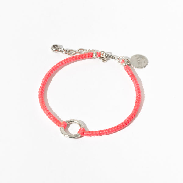 SILVER & CORD-BRACELET-0013 CERISE