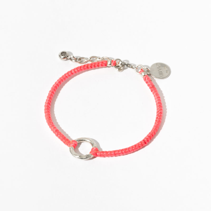 SILVER & CORD-BRACELET-0013 CERISE